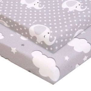Fitted pack n play sheets : clouds and elephants